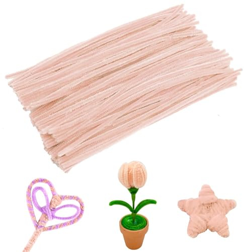 papasgix 100 Stück Pfeifenputzer zum Basteln, Pfeifenreiniger Chenilledraht 30cm, Multi-Color Pfeifenputzerdraht Chenille Stems für Handwerk Dekoration (Hautfarbe)