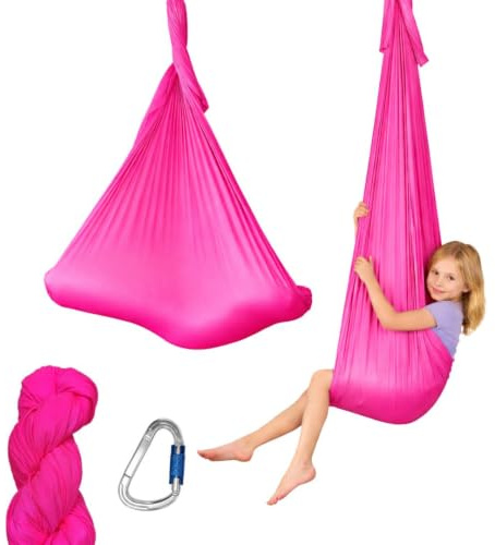 M-POLE Aerial Yoga Hängematte Schaukel Set - 5m/6m Länge mit Karabinerhaken - Yogatuch Yoga Hammock - weicher Nylon Stoff - Gymnastik Fitness Zubehör