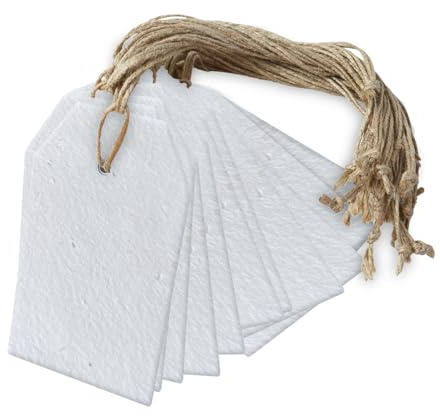 Wanderings Handgjorda Blomsterfröetiketter - Endast 9,5 Cm X 4,5 Cm - Paket Med 25 - Planterbara Återvunna Lösbladsetiketter Med Inbäddade Vildblomsfrön, Presentetiketter, Prislappar