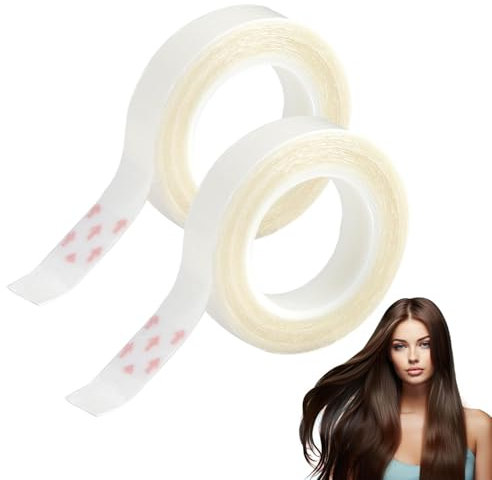 Rumgug 2 Pcs Cintas Adhesiva para el Cabello de Doble Cara para Peluca, Cinta de Extensión de Pelo, Adhesivo Tape para Extensiones Invisible Ultrarresistente Reemplazo Tape Adhesivas Transparente