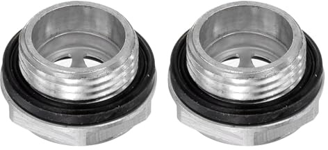 QUARKZMAN 2Pz Vetro Spia Olio Compressore Aria 20 x 1.5mm Filettatura Maschio Indicatore Plastica Livello Vista Liquido Lega Alluminio Testa Esagonale Finestra con O-Ring Raccordi, Argento