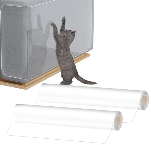 WOPPLXY 2 Volumes Protection Canape Chat Anti Griffe, 30cm x 5m Protection Canape Chat Adhesif Autocollant, Protege Canapes Griffe Chats Transparent pour Meubles, Porte, Comptoirs, Mur