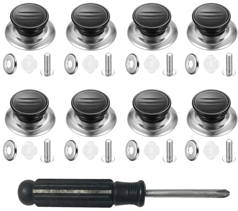 Wangzhenxi 8 Stück Universal Topfdeckelgriff ohne Schrauben - Mit Schraubendreher - Ersatzknöpfe für Topfdeckel und Pfannendeckel