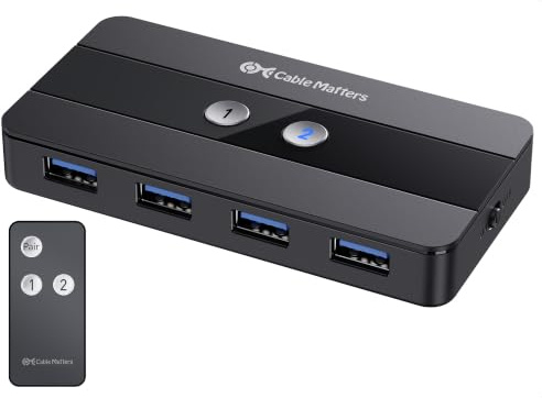 Cable Matters Dual 4K 60Hz USB C KVM Switch, 2 Computers, 2 Monitors | RF Remote, HDMI, DisplayPort, 4x USB 3.0, Not for Desktop PCs/Chromebooks, No Charging, No EDID