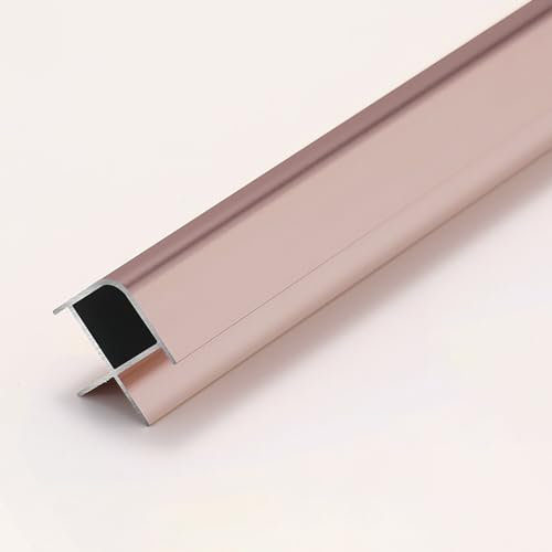 Raouoae Riel De Aluminio para Baldosas 125 Cm* 2 Piezas Perfil De Esquina Protector Impermeable para Bordes De Baldosas, Baño, Cocina Y Sala De Estar(Rose Gold)
