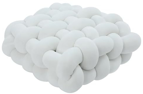 MZSKLW Knotenkissen, schlicht, einfarbig, handgewebt, quadratisch, Sofakissen, geknotetes Taillenkissen, Winter, großes Plüsch-Bodenkissen für Bett, Wohnzimmer, Bodenkissen (weiß)