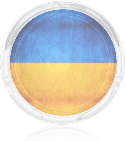 Posacenere per sigarette in vetro con bandiera ucraina, portacenere decorativo in vetro, vassoi per cenere rotondi per casa, ufficio