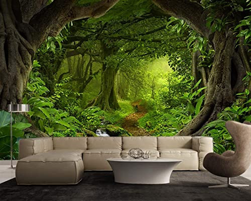 Papier peint autocollant en vinyle Motif paysage de forêt enchantée 350 cm x 245 cm