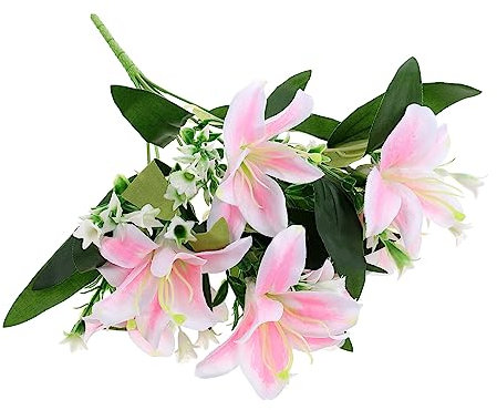 HEALEEP Fiori Artificiali Realistici Lilium Plastica Decorazione Per Matrimoni Eventi e Casa Teste Perfetti Per Composizioni e Allestimenti Vari