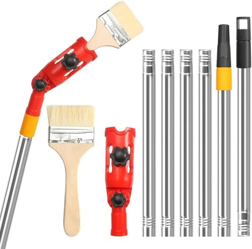 11 Stück Farbroller Set Mit 190cm Verlängerungsstange, Farbroller Wandfarbe Mit Tank Farbwanne Und Pinsel, Teleskopstange Malerrolle Adapter, Mehrwinkel Pinsel Verlängerung Für Wände Und Decken
