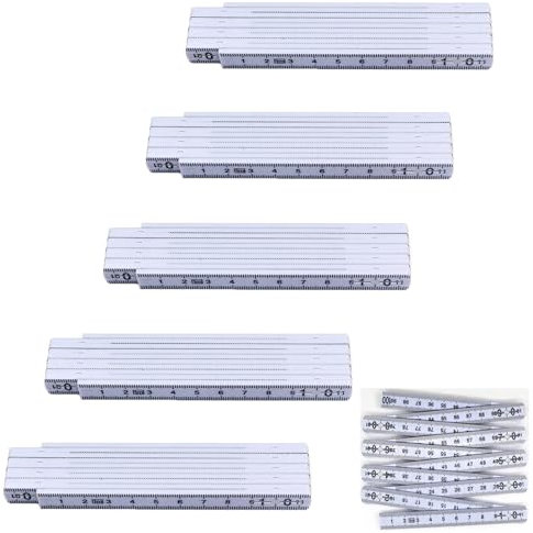 5x Mètre Pliant En Plastique Mètre Pliant 1 Mètre Mètre Pliant Durable Instrument de Mesure de Précision Outil de Mesure Pratique pour Menuisiers, Maçons, Chantiers, Projets de Bricolage (Blanc)