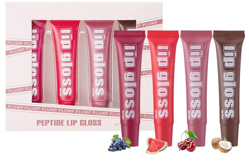 Lot de 4 gloss à lèvres hydratants, brillants, brillants, brillants, semblables à du verre, couleur nude, brillants (Group B)