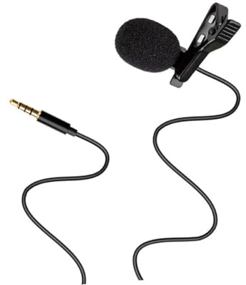 NULYLU Omnidirectional Clip Lavalier Microphone with Cable for Mobile Phones Lightweight Clear Audio Recording Mic for Interviews Video Lectures