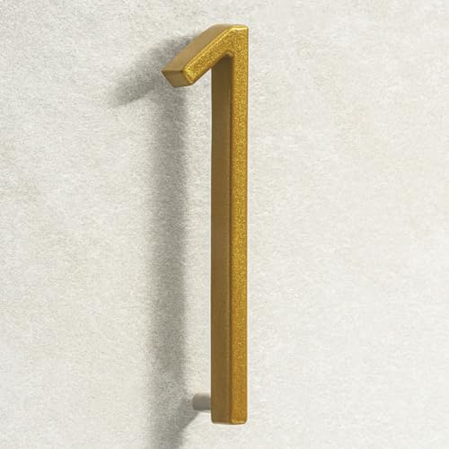 House Signs Direct Floating 3D Metal House Number, 5 Inch, Gold, Number 1 | Weatherproof 5-inch floating door number with waterproof finish and easy-install spacers, zinc alloy finish.