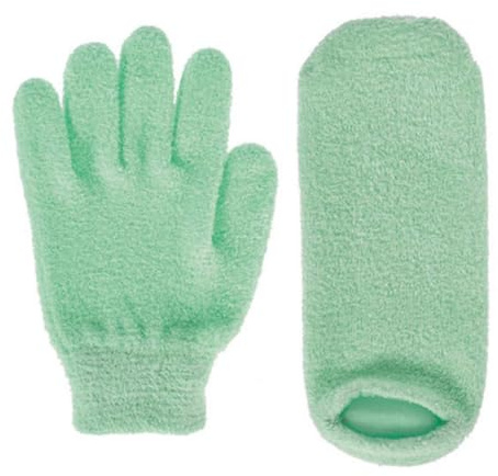 POPETPOP Moufles Exfoliants Hydratants en Gel Naturel 2 Paires Taille Unique pour Spa Mains et Pieds Soins de Beauté Hydratation Intensive à Domicile