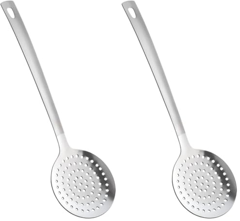 Metaltex Dana Serie Écumoire 32 cm en acier inoxydable solide, louche à mousse robuste (Lot de 2)