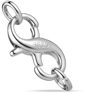 S925 Sterling Silver Double Opening Lobster Clasp, 1 Pcs Necklace Extender Clasp and Closures, Jewelry Shortener Enhancer Connector for DIY Bracelet Anklet Making (Silver)