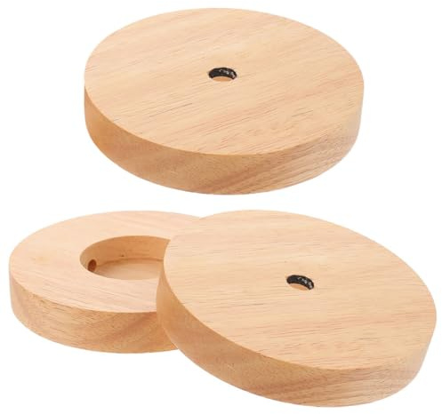 CORHAD 3 Stück 3 Stück Runde Lampenfüße aus Massivem Holz 100X100X20mm Runder Tischlampenfuß für Nachtlicht und Schlafzimmerdeko