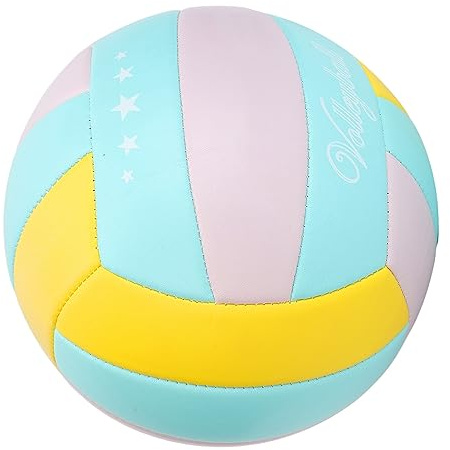 Volley-Ball D'entraînement Doux à Haute élasticité, Taille 5, pour Piscine Intérieure et Extérieure, Salle de Sport pour Joueurs de Volley-Ball, Violet, Bleu et Jaune