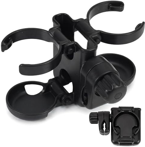 3-in-1 Foldable Buggy Cup Holder, Double Cup Holder with Phone Storage | Adjustable Drink Holders for Pushchair, Wheelchair, Bicycle, Rollator