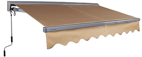 ADVANING Classic Series 8'X7' Manual Retractable Awning, 100% Acrylic UV+ Sun Shade Canopy, Canvas Umber (Solid), MA0807-A208H