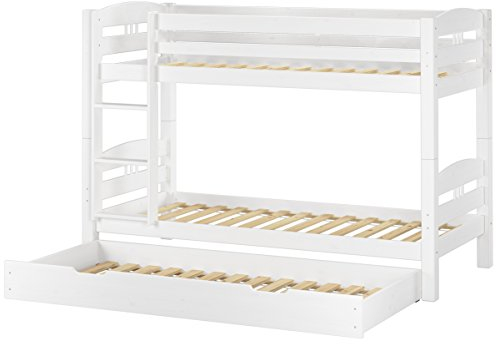 Erst-Holz®Etagenbett Kiefer waschweiß 90x200 mit Rollrost Bettkasten Kinderstockbett Hohes Bett 60.10-09WS7