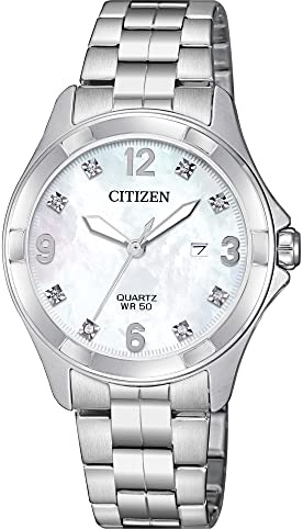 Citizen Quartz Womens Watch, Stainless Steel, Crystal, Silver-Tone (Model: EU6080-58D)