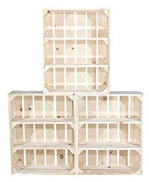 Vinterior Flache Obstkiste Wilma mit zwei Einlegeböden/Zwischenbrettern ca 50x40x16cm/ Regalkiste Gewürzregal Apfelkiste/Weinkiste (4er set Natur)