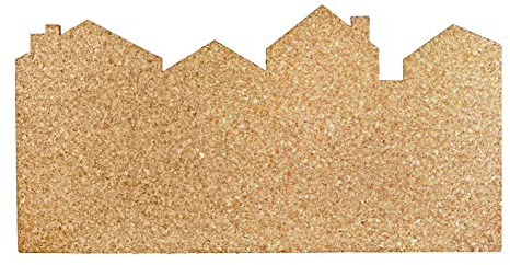 Kork Pinnwand Stadt – 60x30cm Skyline zur Wandbefestigung – Memoboard für Küche – Büro – Korktafel aus portugiesischem Naturkork inkl. 6 Pins und Klebestreifen – Korkwand ohne Rahmen