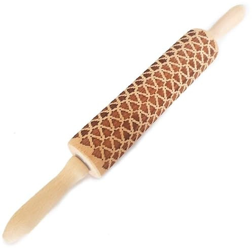 Morbuy Noel Rouleau à Pâtisserie en Bois, Wapiti Motif gaufrage Rouleau à Biscuits, pour la Cuisson Pâte à Pizza Tarte à Cookies Pâte à Gâteau Conception (38×5cm (Hêtre de chèvre),Wapiti)
