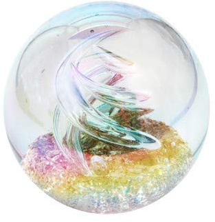 Pfronten Traumkugel 261 (6cm) Goldboden mit Blase Öleffekt - Glaskugel, Briefbeschwerer, Paperweight