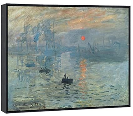 Wieco Art Leinwanddrucke mit Sonnenaufgang von Claude Monet, berühmte Gemälde, Reproduktion, Meereslandschaft, Kunstwerk, Bilder auf Leinwand, Wandkunst für Heimdekorationen, Schwarz