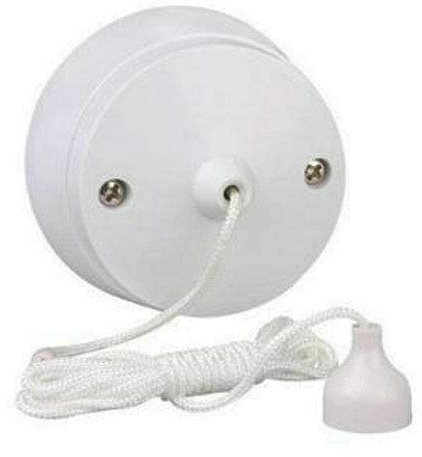 SDMAX White Ceiling Pull Cord Switch, 6Amp 1 Way Bathroom/Toilet Light Switches,2 Way Light Switch,Long String Pullcord White Round Ceiling Mounted