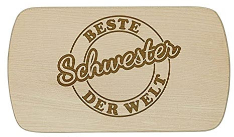 Deitert Frühstücksbrettchen mit Gravur, Beste Schwester, langlebiges Holzbrett in unterschiedlichen Motiven, aus nachhaltigem Buchenholz, tolle Geschenk-Idee, Motiv Siegel Beste Schwester