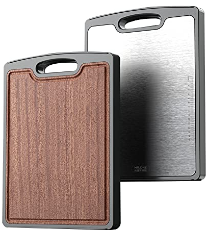 MNSSRN delle Famiglie Double-Sided Tagliere, Cucina in Legno Massiccio Impastare Tagliere Anti-Cracking Ristoranti Cucina Tagliere, 2 Utensili da Cucina con Manici in Metallo,50 * 34cm
