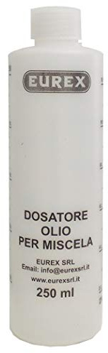 Eurex Misurino Dosatore Olio per Miscela 250 ml con Tappo, Scala Graduata e percentuali 2-4% 2,5-5% 3-6% (3)
