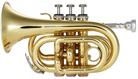 KESHUO Mini-Taschen-Trompete BB Flaches Messing-Windinstrument Mit Mundstückhandschuhen Reinigungstuch Tragetasche Trompete Messing