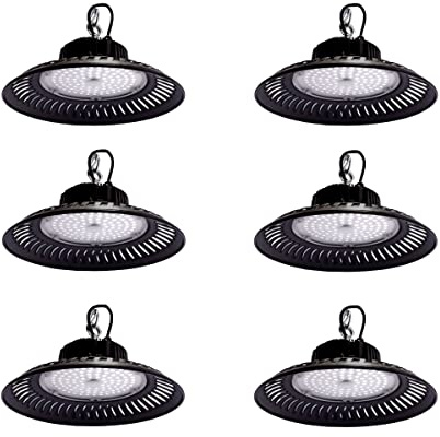 Jandei - Confezione da 6 Faretti Industriali UFO ECO LED Alta Luminosità 9000 Lumen, Luce Bianca Fredda 6000K. Ottima Illuminazione per Soffitti Alti in Magazzini, Officine, Garage e Fabbriche (100W)