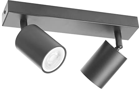 Klighten Deckenstrahler 2 Flammig GU10 26 cm, Dunkelgrau, Ohne Leuchtmittel | Aluminium + Eisen, Deckenspots Schwenkbar, Deckenleuchte Strahler, für Küche Schlafzimmer Flur, Leuchtmittel austauschbar