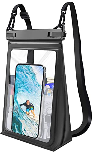 Wasserdichte Handyhülle 8.5 Zoll, Unterwasser Trockene Säcke Handy Wasserschutzhülle für Schwimmen, IPX8 Waterproof Phone Case Kompatibel mit iPhone 14 13 12 11 Pro XS Max XR X Samsung S22 (Schwarz)