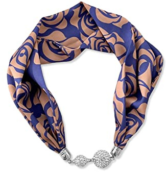 LumiSyne Femme Mode Foulards En Soie Collier Boucle Magnétique Pratique Avec Strass Bling Petit Étroit Foulard Décoratif Bijoux Pendentif Écharpe Fichu Bandeau Au Poignet Écharpe Bijoux