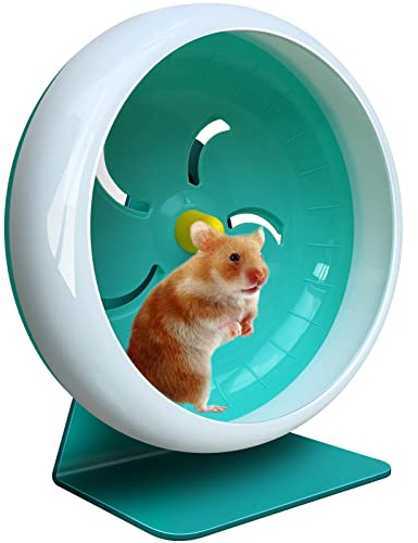 LazySusan Roue Hamster Silencieuse, Roue d'Exercice Super Silencieuse, Support Réglable pour Gerbilles, Souris et Petits Animaux de Compagnie 17.8 cm (Bleu)