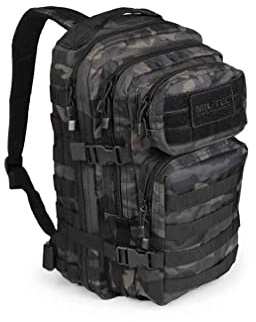 Mil-Tec US Assault Pack - Sac à dos militaire tactique avec système MOLLE - Sac à dos compact de l'armée allemande - Sac à dos de randonnée ou de voyage pour camping et utilisation, Camouflage foncé