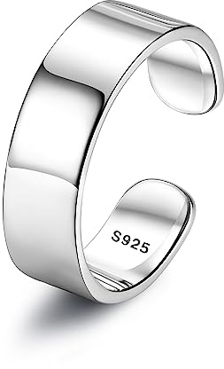 Chriscoco Anillos de Plata de Ley 925 para Mujer Ajustable Anillo de Banda Anillos de Compromiso Alianza Boda Anillo Abierto para Mujer 1/2/3/4/5/6/8/10/15MM
