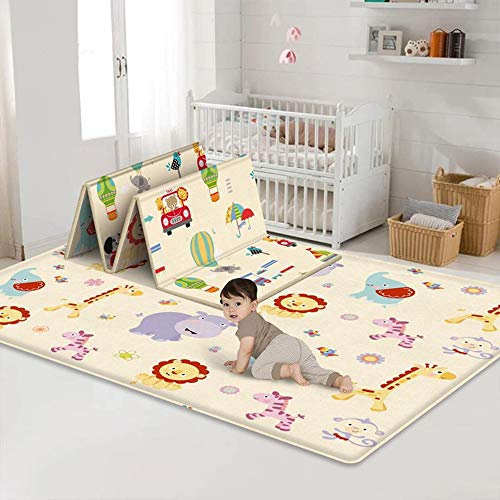 Awoeorsty Alfombra Bebe Acolchada Plegable para Juegos, Colchoneta de Juegos, Grande Alfombra Niños, Alfombra de Juegos de XPE, 180 x 100 x 1cm (OA129)