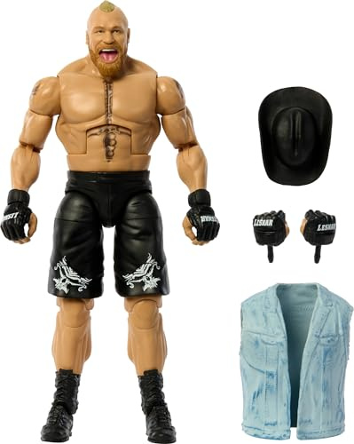 Mattel WWE Elite Collection Actionfigur & Zubehör, Serie #108 Brock Lesnar 15,2 cm Sammlerstück mit 25 Gelenkpunkten & austauschbaren Händen