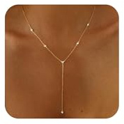 LuckFairy Dainty Necklace for Women,Long Necklaces for Women Lariat Y Necklace Chain Drop Choker Necklaces Wedding Trendy Jewelry Prom Jewelry Cute Stuff