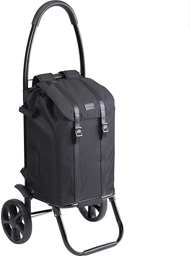 Meister Chariot de Courses et Sac à Dos, 45 l, édition Noire, Sac à Dos et Armature séparés comme Diable, Sac de Courses Pliable, 6816850