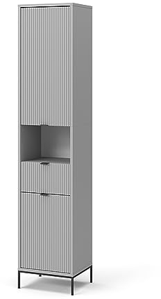 Vicco Badschrank Eliza, Grau, 40 x 190 cm mit Türen, und Schublade