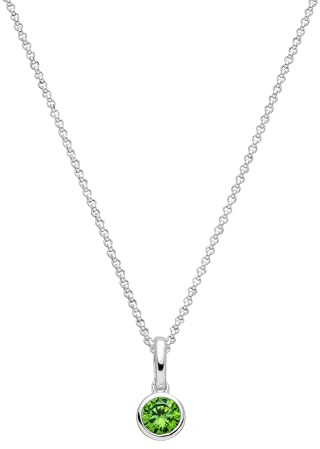 SCHOSCHON Halskette mit kleinem Zirkon Anhänger Rollokette 925 Silber - unterschiedliche Farben
